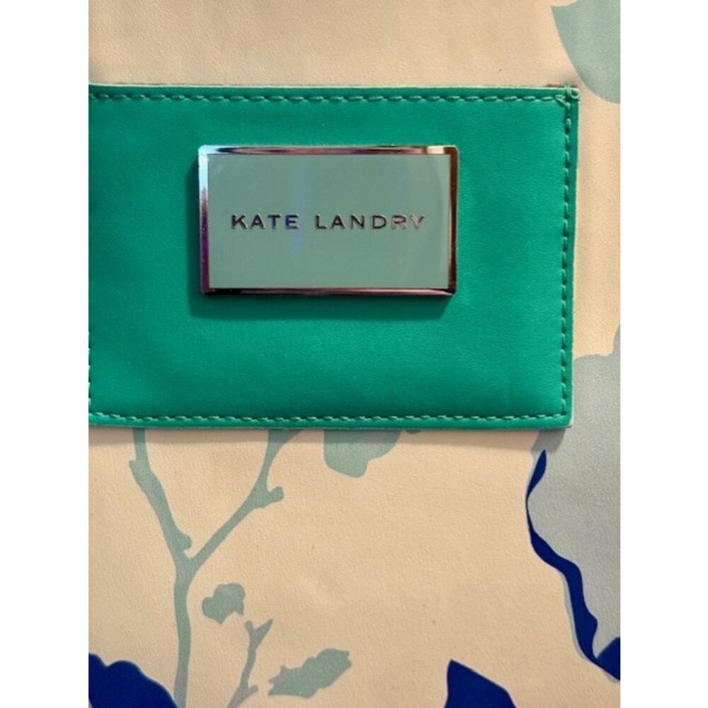 Kate Landry Floral Tote Bag Blue Green White Summer Beach Shoulder Bag - Picture 5 of 11